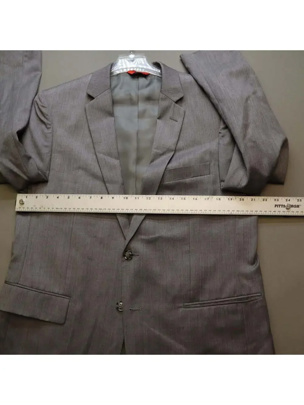 Linea Uomo Mens 2 Piece Suit 42R 36x30 Grey Premium 100% Wool Natural Stretch